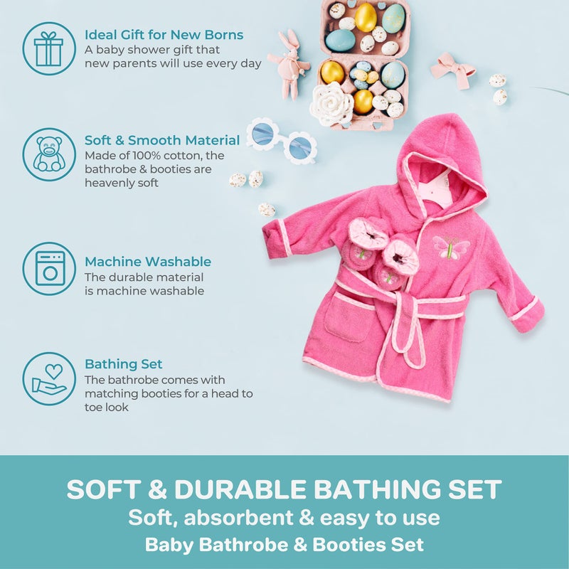 Spasilk 100% Cotton Hooded Terry Bathrobe with Booties â€” Baby Girl Gifts â€” Baby Boy Gifts â€” One Size â€” Shower Gift - Image 4